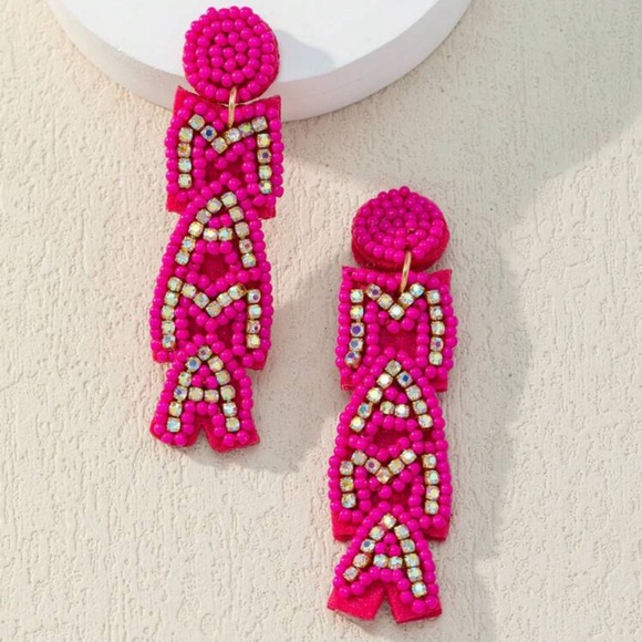 Jewelry - Hand Beaded Mama Earrings